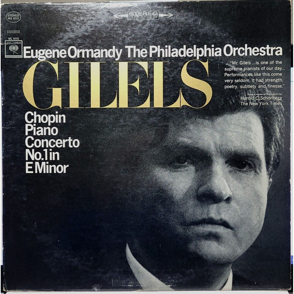 Gilels Ormandy LP Record Piano Concerto No.1 In E Minor on Columbia VG/VG+